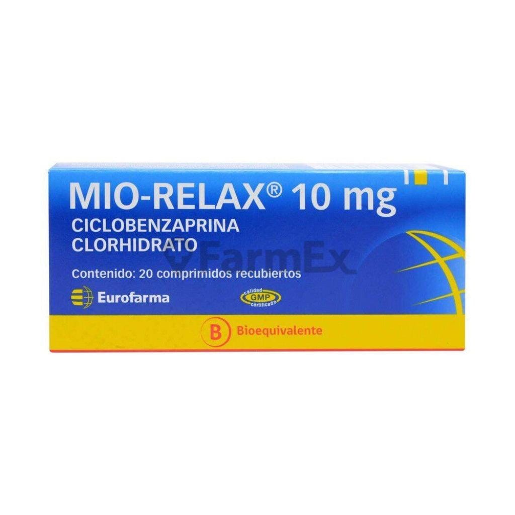 Mio-Relax 10 mg x 20 comprimidos Farmex-Fonasa-Persistente